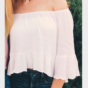 TopShop White Off The Shoulder Top